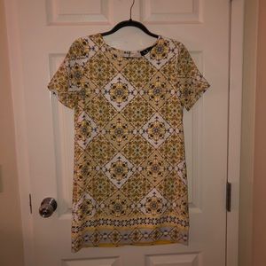 Dandy Lion Yellow Print Shift Dress Lulus